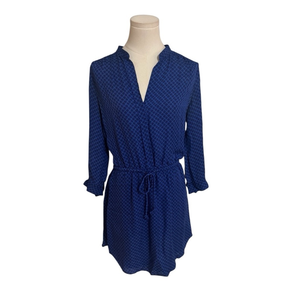 BABATON Aritzia 100% Silk Bennett‎ Dress Blue Print Size Small Shirt Button Down - Picture 2 of 9